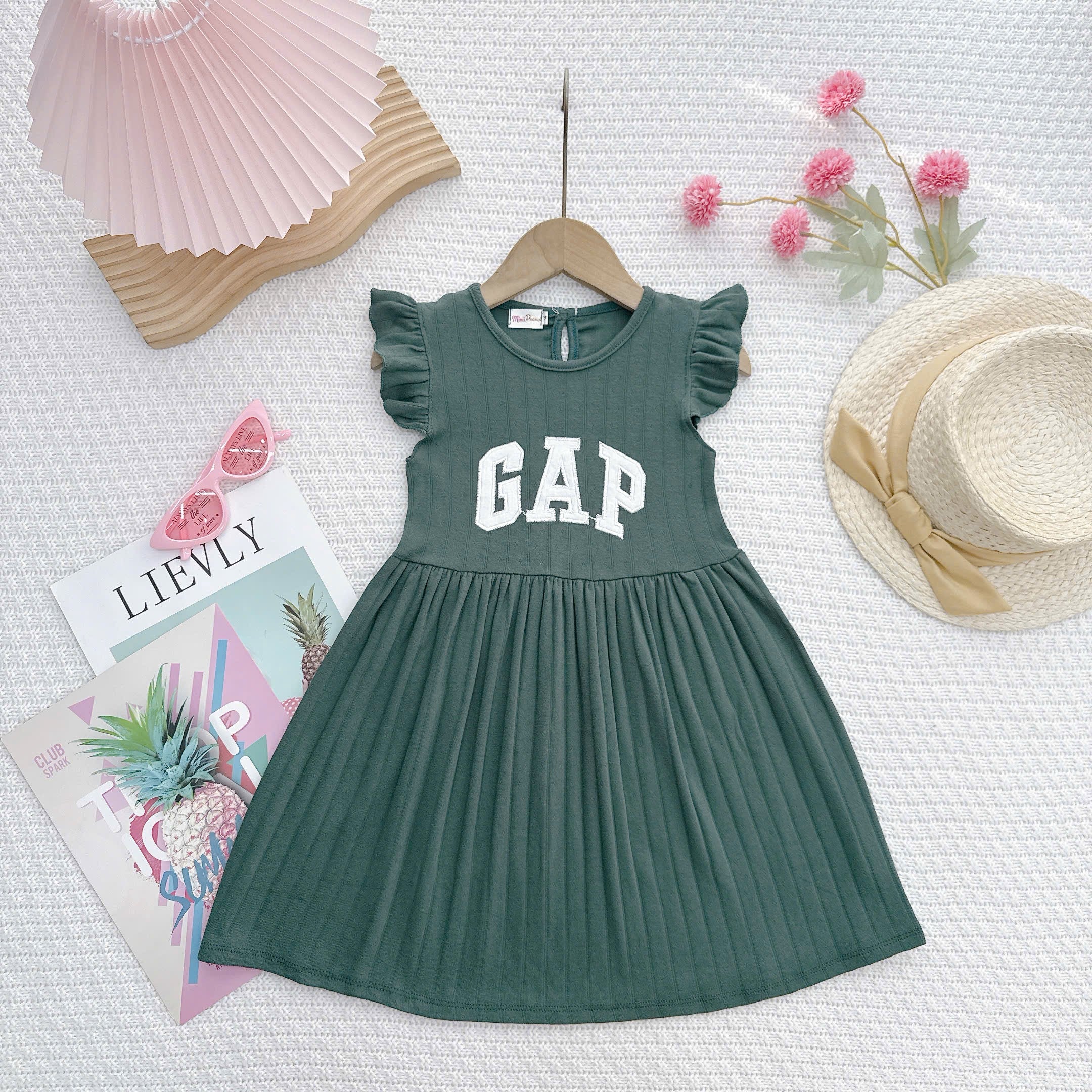 Dress cotton pleated / cotton eyelet sulam