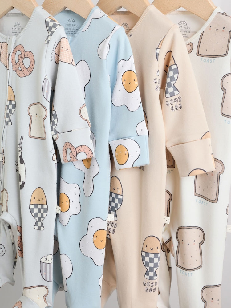 Neutral Brunch Two Way Zip Baby Sleepsuits NEXT