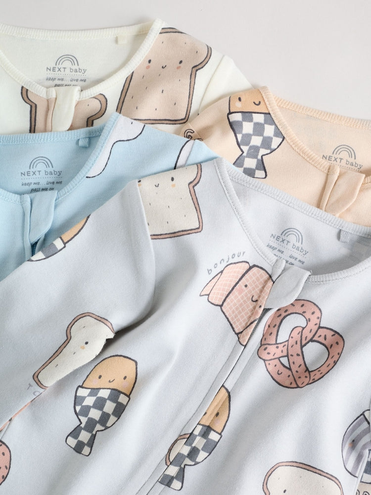 Neutral Brunch Two Way Zip Baby Sleepsuits NEXT