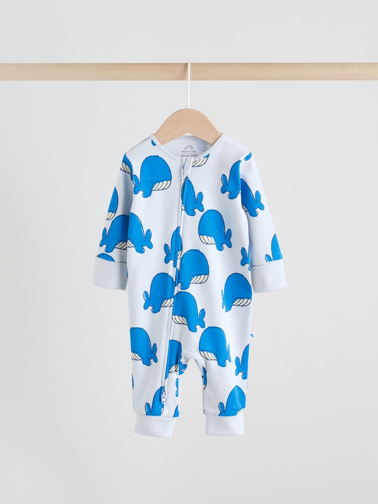 Blue Whale Two Way Zip Baby Sleepsuits NEXT