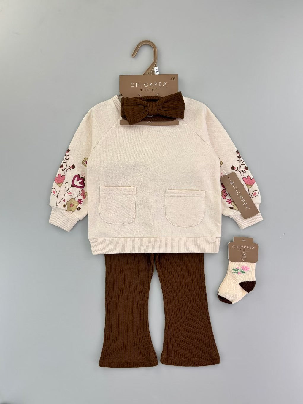 Baby Sweatshirt Set with Matching Headband &amp; Socks