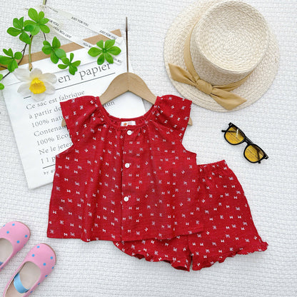 SET TOP SHORTPANTS SCOOP NECK ROPOL  COTTON LINEN BLEND