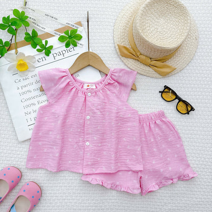SET TOP SHORTPANTS SCOOP NECK ROPOL  COTTON LINEN BLEND