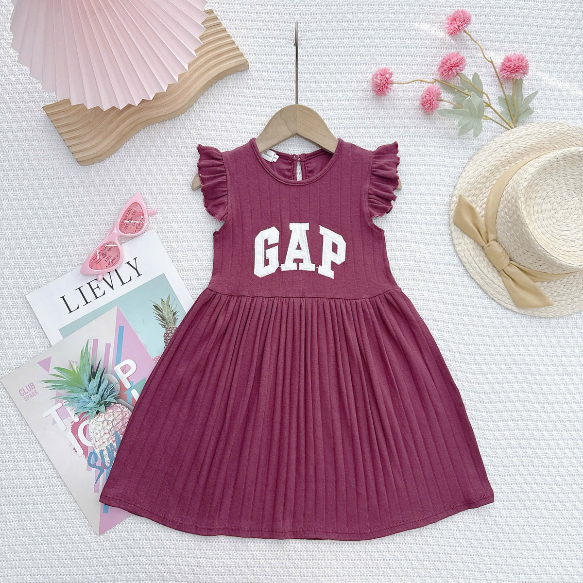Dress cotton pleated / cotton eyelet sulam V2