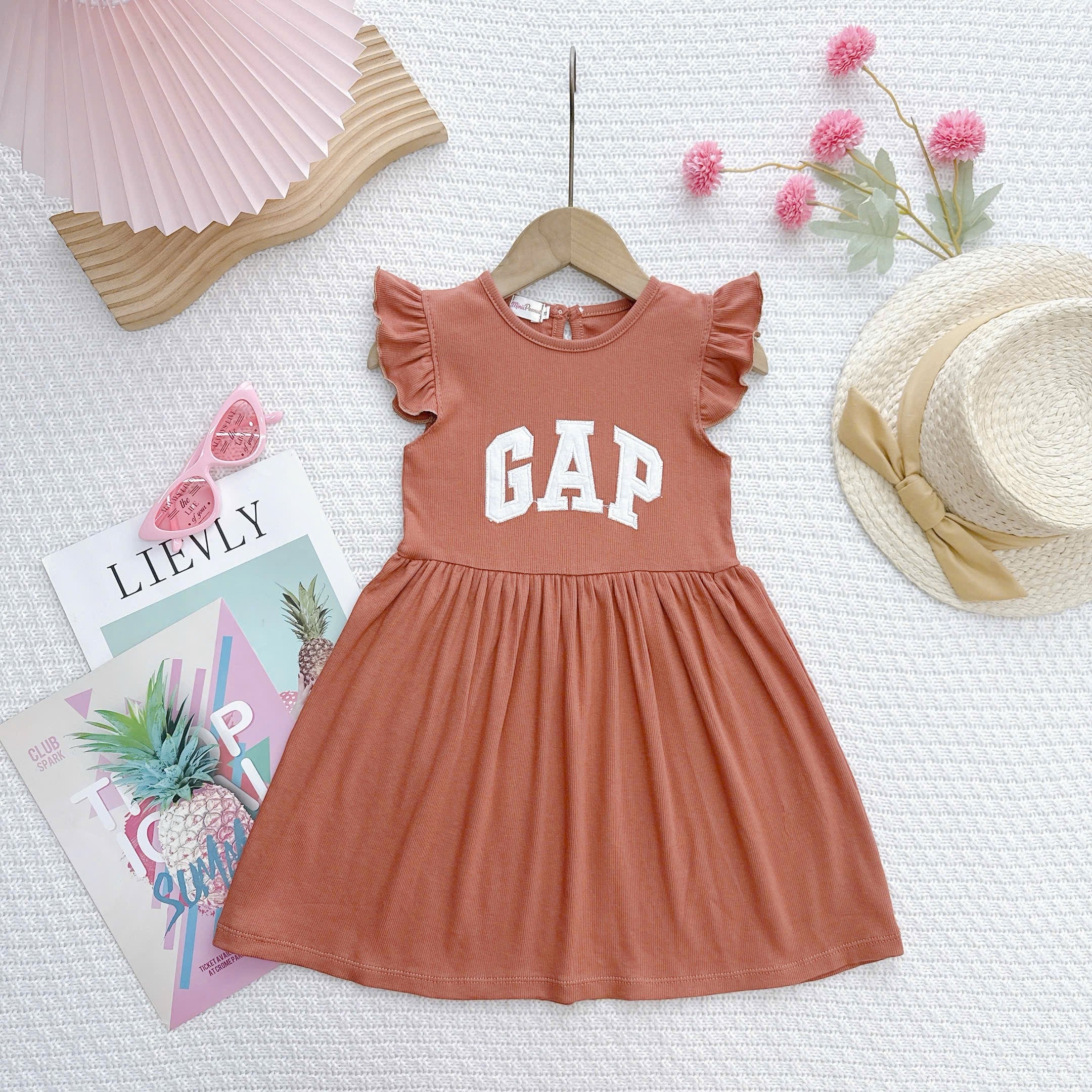 Dress cotton pleated / cotton eyelet sulam
