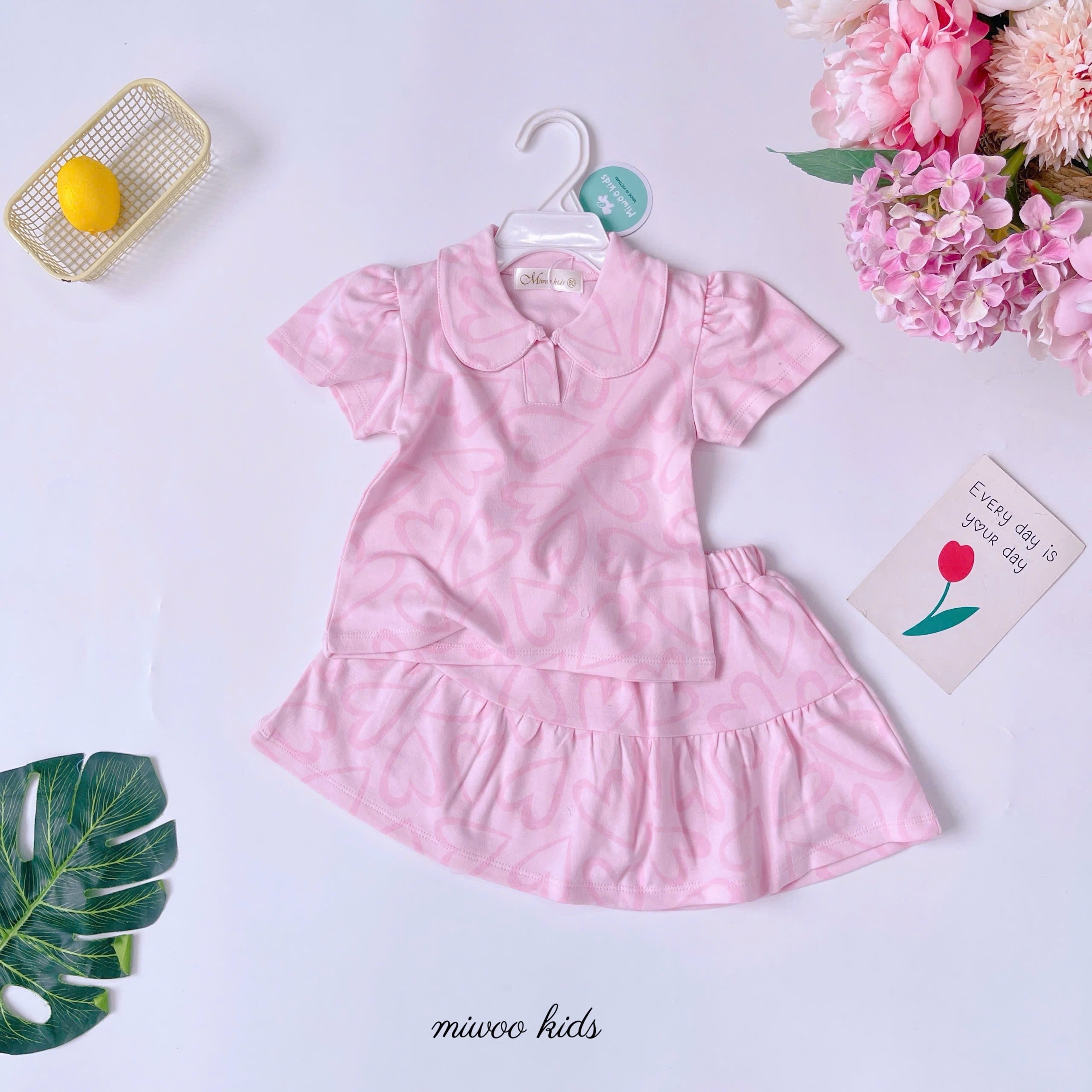 set skirt V COLAR MIWOOKIDS COTTON with inner shortpants