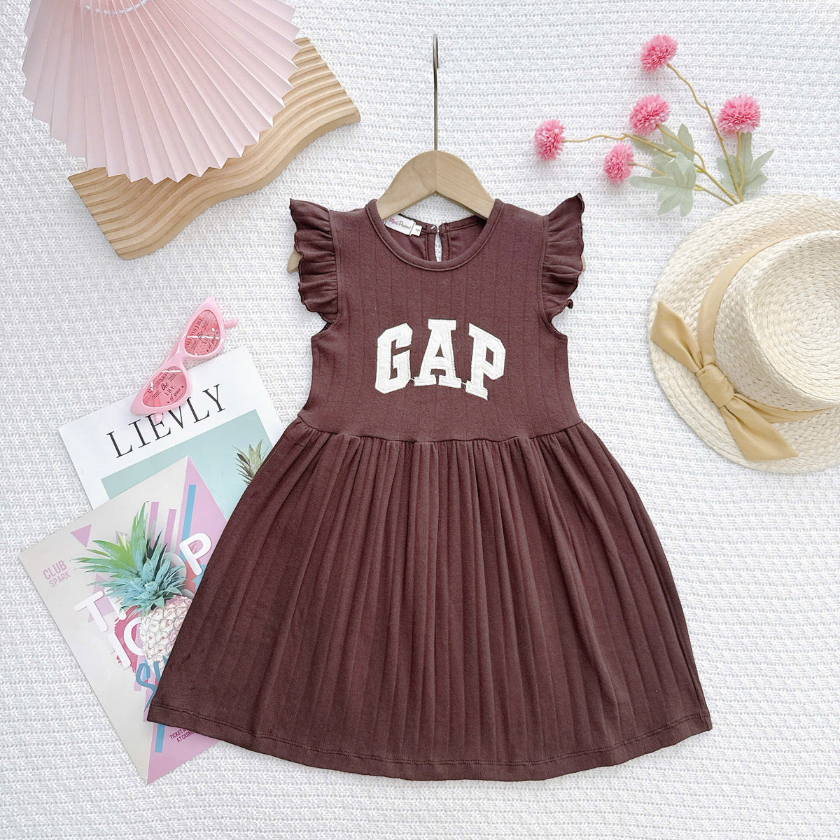 Dress cotton pleated / cotton eyelet sulam V2