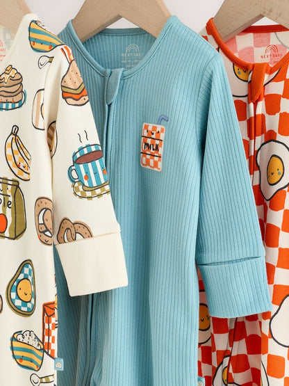 Blue/Orange Brunch Baby Sleepsuits NEXT
