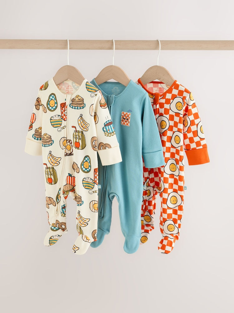 Blue/Orange Brunch Baby Sleepsuits NEXT