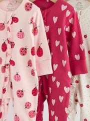 Red Ladybird Two Way Zip Baby Sleepsuit  NEXT