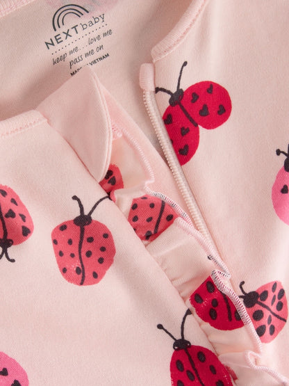 Red Ladybird Two Way Zip Baby Sleepsuit  NEXT