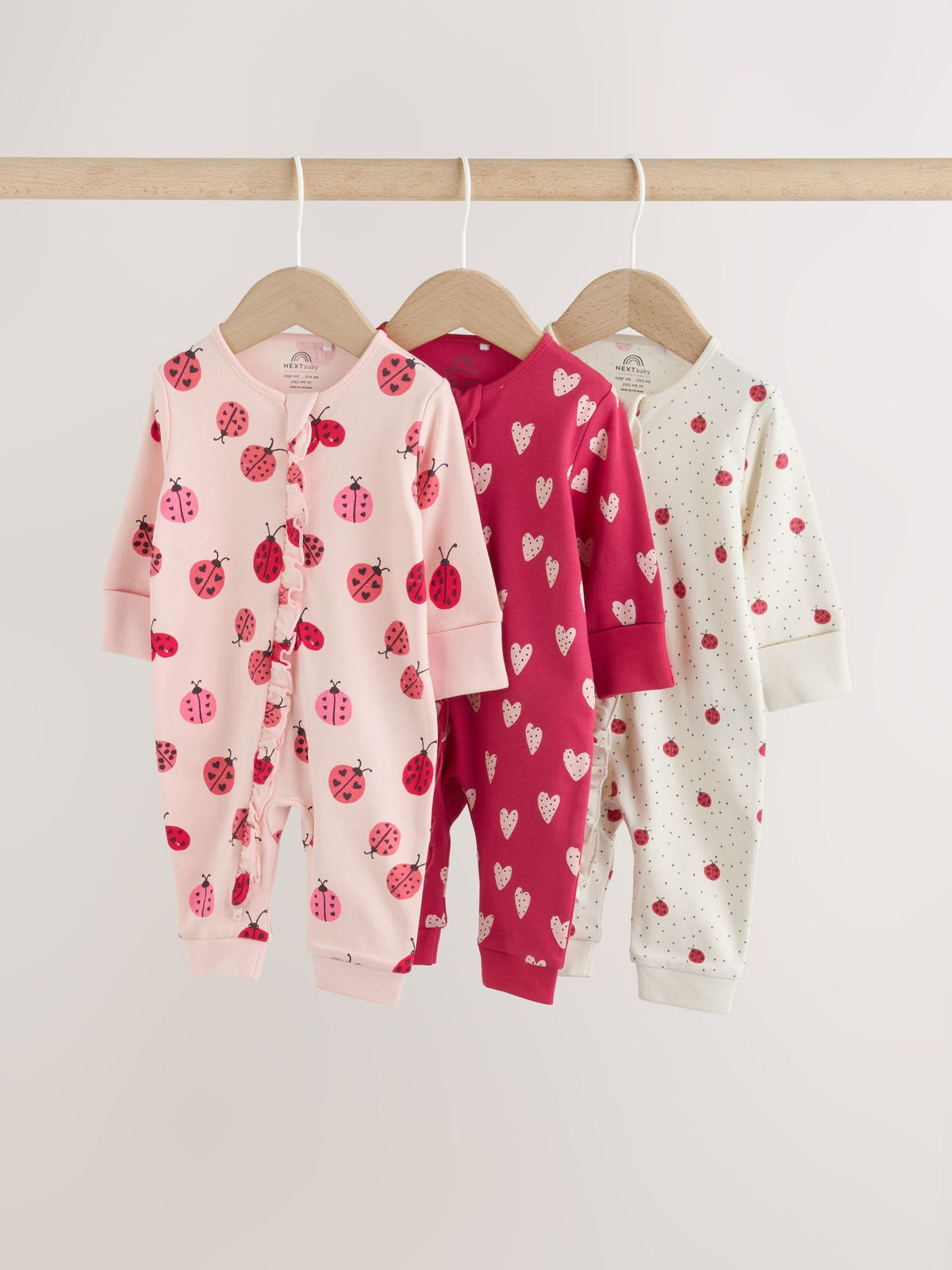 Red Ladybird Two Way Zip Baby Sleepsuit  NEXT