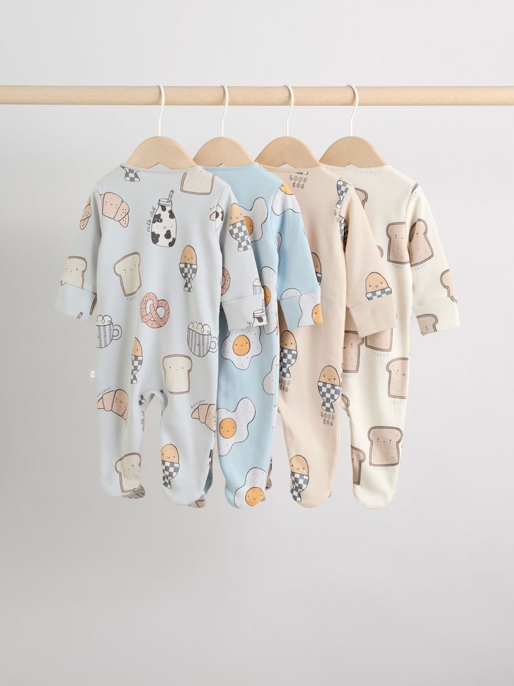 Neutral Brunch Two Way Zip Baby Sleepsuits NEXT