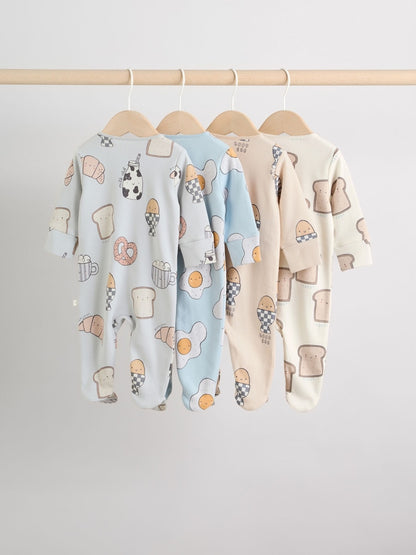 Neutral Brunch Two Way Zip Baby Sleepsuits NEXT