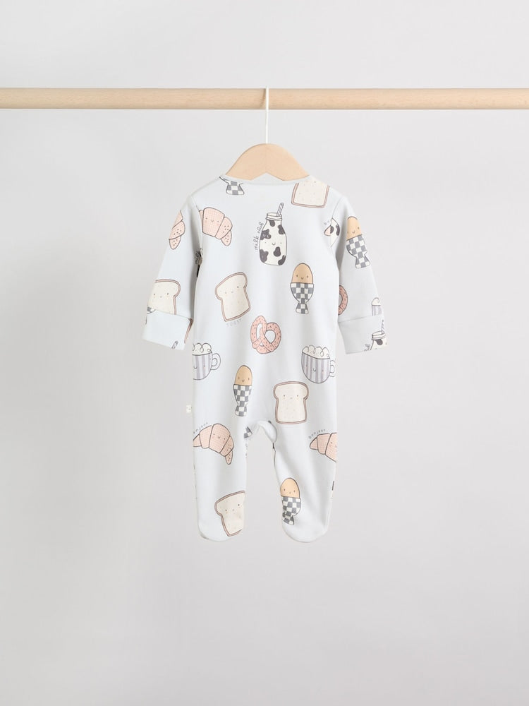 Neutral Brunch Two Way Zip Baby Sleepsuits NEXT