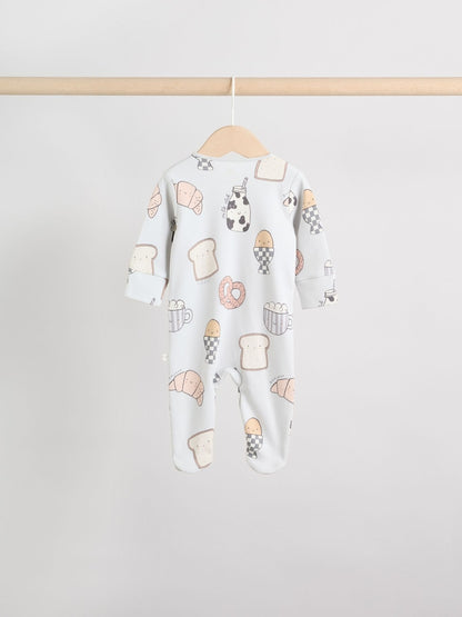 Neutral Brunch Two Way Zip Baby Sleepsuits NEXT