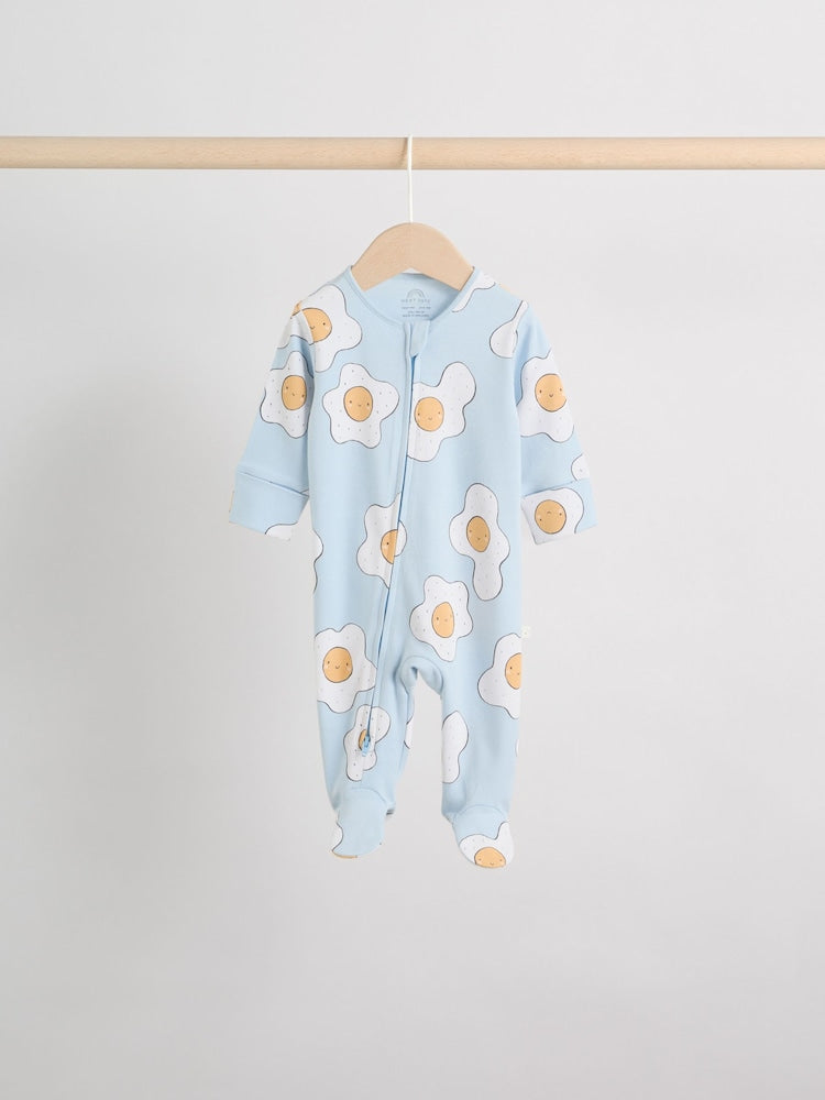 Neutral Brunch Two Way Zip Baby Sleepsuits NEXT