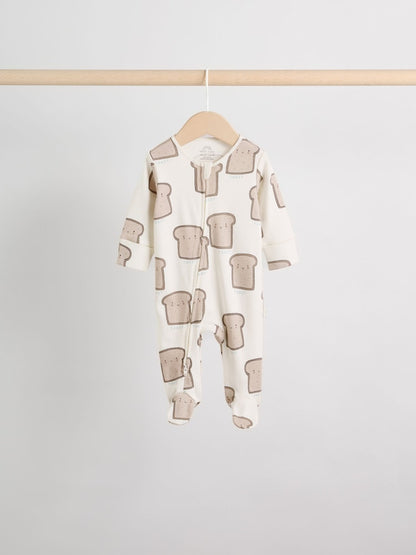 Neutral Brunch Two Way Zip Baby Sleepsuits NEXT