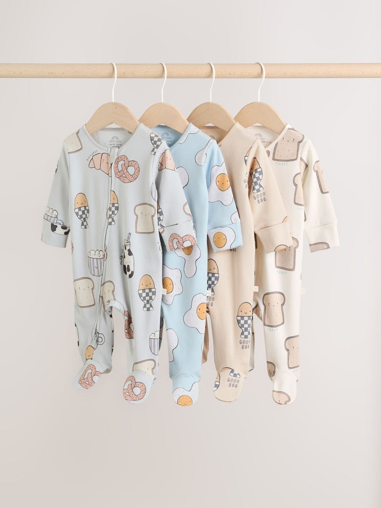 Neutral Brunch Two Way Zip Baby Sleepsuits NEXT
