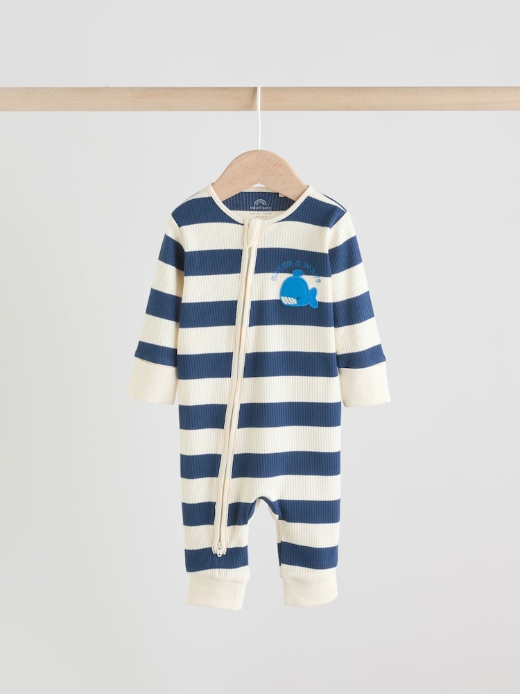 Blue Whale Two Way Zip Baby Sleepsuits NEXT