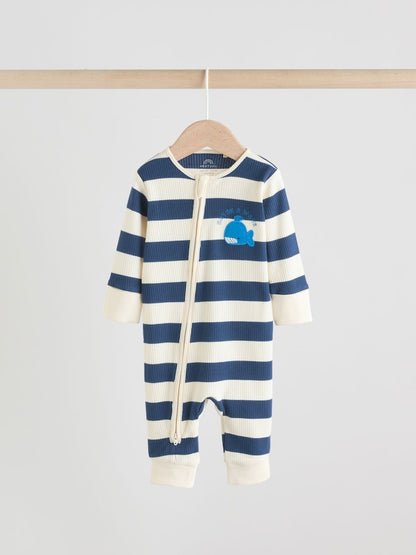 Blue Whale Two Way Zip Baby Sleepsuits NEXT