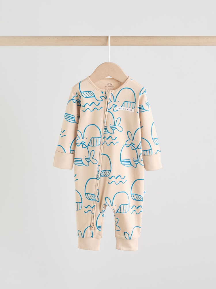 Blue Whale Two Way Zip Baby Sleepsuits NEXT