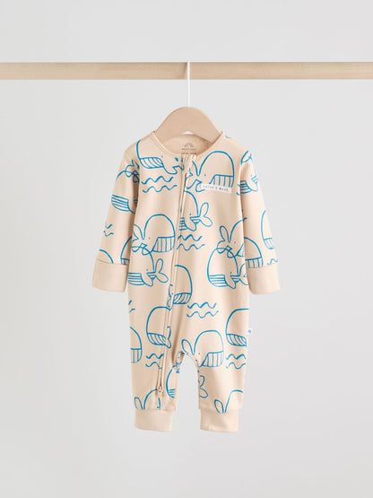 Blue Whale Two Way Zip Baby Sleepsuits NEXT