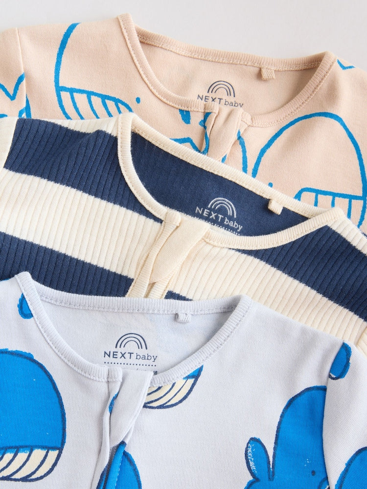 Blue Whale Two Way Zip Baby Sleepsuits NEXT