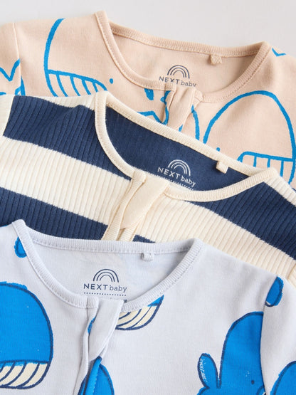 Blue Whale Two Way Zip Baby Sleepsuits NEXT